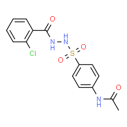 ChemSpider 2D Image | N-(4-{[2-(2-Chlorobenzoyl)hydrazino]sulfonyl}phenyl)acetamide | C15H14ClN3O4S