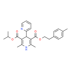 ChemSpider 2D Image | Isopropyl 2-(4-methylphenyl)ethyl 2',6'-dimethyl-1',4'-dihydro-2,4'-bipyridine-3',5'-dicarboxylate | C26H30N2O4