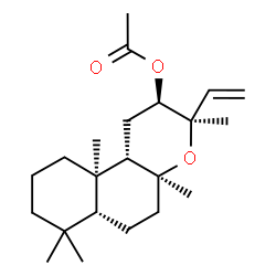 ChemSpider 2D Image | (2R,3R,4aS,6aR,10aR,10bS)-3,4a,7,7,10a-Pentamethyl-3-vinyldodecahydro-1H-benzo[f]chromen-2-yl acetate | C22H36O3