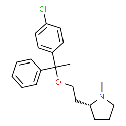 ChemSpider 2D Image | (2R)-2-{2-[1-(4-Chlorophenyl)-1-phenylethoxy]ethyl}-1-methylpyrrolidine | C21H26ClNO