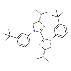 ChemSpider 2D Image | (4S,4'S)-4,4'-Diisopropyl-1,1'-bis[3-(2-methyl-2-propanyl)phenyl]-4,4',5,5'-tetrahydro-1H,1'H-2,2'-biimidazole | C32H46N4