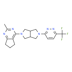 ChemSpider 2D Image | 2-Methyl-4-{5-[6-(trifluoromethyl)-3-pyridazinyl]hexahydropyrrolo[3,4-c]pyrrol-2(1H)-yl}-6,7-dihydro-5H-cyclopenta[d]pyrimidine | C19H21F3N6