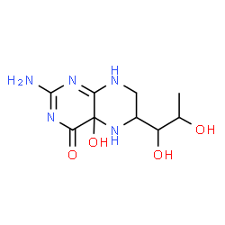 ChemSpider 2D Image | 2-Amino-6-(1,2-dihydroxypropyl)-4a-hydroxy-4a,5,6,7-tetrahydro-4(1H)-pteridinone | C9H15N5O4