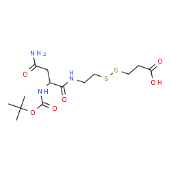 ChemSpider 2D Image | 3-({2-[(N~2~-{[(2-Methyl-2-propanyl)oxy]carbonyl}asparaginyl)amino]ethyl}disulfanyl)propanoic acid | C14H25N3O6S2