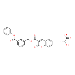 ChemSpider 2D Image | 3-(Phenoxycarbonyl)benzyl 2-oxo-2H-chromene-3-carboxylate - ethanedioic acid (1:1) | C26H18O10