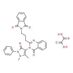ChemSpider 2D Image | 2-{3-[3-(1,5-Dimethyl-3-oxo-2-phenyl-2,3-dihydro-1H-pyrazol-4-yl)-4-oxo-3,4-dihydro-2-quinazolinyl]propyl}-1H-isoindole-1,3(2H)-dione ethanedioate (1:1) | C32H27N5O8