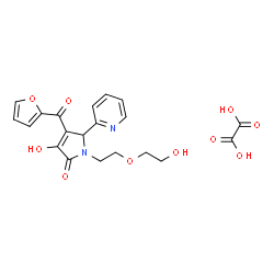 ChemSpider 2D Image | 4-(2-Furoyl)-3-hydroxy-1-[2-(2-hydroxyethoxy)ethyl]-5-(2-pyridinyl)-1,5-dihydro-2H-pyrrol-2-one ethanedioate (1:1) | C20H20N2O10