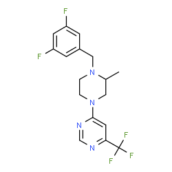 ChemSpider 2D Image | 4-[4-(3,5-Difluorobenzyl)-3-methyl-1-piperazinyl]-6-(trifluoromethyl)pyrimidine | C17H17F5N4