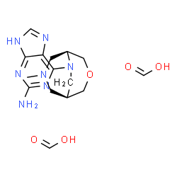 ChemSpider 2D Image | Formic acid - 6-[(1S,5S)-7-methyl-3-oxa-7,9-diazabicyclo[3.3.2]dec-9-yl]-9H-purin-2-amine (2:1) | C15H23N7O5