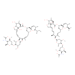 ChemSpider 2D Image | (1'R,2S,4'S,5S,6R,8'R,10'E,12'S,13'S,14'E,16'E,20'R,21'R,24'S)-21',24'-Dihydroxy-6-isopropyl-5,11',13',22'-tetramethyl-2'-oxo-5,6-dihydrospiro[pyran-2,6'-[3,7,19]trioxatetracyclo[15.6.1.1~4,8~.0~20,24
~]pentacosa[10,14,16,22]tetraen]-12'-yl 4-O-(4-acetamido-2,4,6-trideoxy-3-O-methyl-alpha-L-lyxo-hexopyranosyl)-2,6-dideoxy-3-O-methyl-alpha-L-arabino-hexopyranoside - (1'R,2S,4'S,5S,6R,8'R,10'Z,12'S,1
3'S,14'Z,16'Z,20'R,21'R,24'S)-6-[(2S)-2-butanyl]-21',24'-dihydroxy-5,11',13',22'-tetramethyl-2'-oxo-5,6-dihydrospiro[pyran-2,6'-[3,7,19]trioxatetracyclo[15.6.1.1~4,8~.0~20,24~]pentacosa[10,14,16,22]te
traen]-12'-yl 4-O-(4-acetamido-2,4,6-trideoxy-3-O-methyl-alpha-L-lyxo-hexopyranosyl)-2,6-dideoxy-3-O-methyl-alpha-L-arabino-hexopyranoside (1:1) | C99H148N2O28