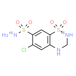 ChemSpider 2D Image | 6-Chloro(2-~15~N)-3,4-dihydro-2H-1,2,4-benzothiadiazine-7-(~15~N)sulfonamide 1,1-dioxide | C7H8ClN15N2O4S2