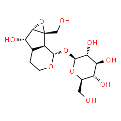 ChemSpider 2D Image | (1aS,1bS,2S,6S,6aS)-6-Hydroxy-1a-(hydroxymethyl)octahydrooxireno[4,5]cyclopenta[1,2-c]pyran-2-yl beta-D-glucopyranoside | C15H24O10