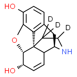 ChemSpider 2D Image | (5alpha,6alpha)-(15,15,16-~2~H_3_)-7,8-Didehydro-4,5-epoxymorphinan-3,6-diol | C16H14D3NO3