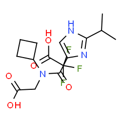ChemSpider 2D Image | N-Cyclobutyl-N-[(2-isopropyl-1H-imidazol-4-yl)carbonyl]glycine trifluoroacetate (1:1) | C15H20F3N3O5