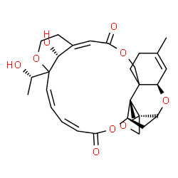 ChemSpider 2D Image | (2S,6'R,11'R,13'R,15'S,16'R,19'Z,21'Z,23'R,27'R)-27'-Hydroxy-23'-[(1S)-1-hydroxyethyl]-9',15'-dimethyl-3'H,18'H-spiro[oxirane-2,14'-[4,12,17,24]tetraoxapentacyclo[21.3.1.1~13,16~.0~6,11~.0~6,15~]octac
osa[1,9,19,21]tetraene]-3',18'-dione | C29H36O9