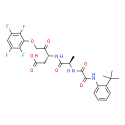 ChemSpider 2D Image | (3R)-3-({N-[{[2-(2-Methyl-2-propanyl)phenyl]amino}(oxo)acetyl]-D-alanyl}amino)-4-oxo-5-(2,3,5,6-tetrafluorophenoxy)pentanoic acid | C26H27F4N3O7