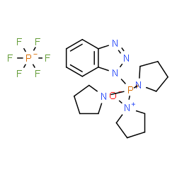 ChemSpider 2D Image | 1H-Benzotriazol-1-yl(1-oxido-1-pyrrolidinyl)di-1-pyrrolidinylphosphonium hexafluorophosphate | C18H28F6N6OP2