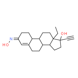 ChemSpider 2D Image | (3Z)-13-Ethyl-17-ethynyl-3-(hydroxyimino)-2,3,6,7,8,9,10,11,12,13,14,15,16,17-tetradecahydro-1H-cyclopenta[a]phenanthren-17-ol | C21H29NO2