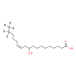 ChemSpider 2D Image | (12Z)-10-Hydroxy(17,17,18,18,18-~2~H_5_)-12-octadecenoic acid | C18H29D5O3