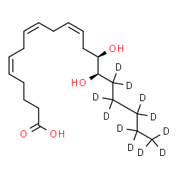 ChemSpider 2D Image | (5Z,8Z,11Z,14R,15R)-14,15-Dihydroxy(16,16,17,17,18,18,19,19,20,20,20-~2~H_11_)-5,8,11-icosatrienoic acid | C20H23D11O4