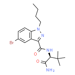 ChemSpider 2D Image | N-[(2S)-1-Amino-3,3-dimethyl-1-oxo-2-butanyl]-5-bromo-1-butyl-1H-indazole-3-carboxamide | C18H25BrN4O2