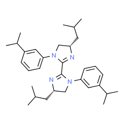 ChemSpider 2D Image | (4S,4'S)-4,4'-Diisobutyl-1,1'-bis(3-isopropylphenyl)-4,4',5,5'-tetrahydro-1H,1'H-2,2'-biimidazole | C32H46N4