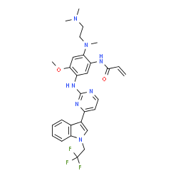 ChemSpider 2D Image | N-[2-{[2-(Dimethylamino)ethyl](methyl)amino}-4-methoxy-5-({4-[1-(2,2,2-trifluoroethyl)-1H-indol-3-yl]-2-pyrimidinyl}amino)phenyl]acrylamide | C29H32F3N7O2