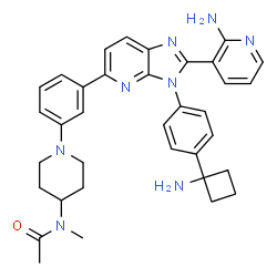 ChemSpider 2D Image | N-[1-(3-{3-[4-(1-Aminocyclobutyl)phenyl]-2-(2-amino-3-pyridinyl)-3H-imidazo[4,5-b]pyridin-5-yl}phenyl)-4-piperidinyl]-N-methylacetamide | C35H38N8O