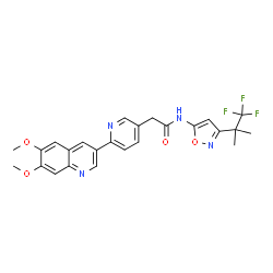 ChemSpider 2D Image | 2-[6-(6,7-Dimethoxy-3-quinolinyl)-3-pyridinyl]-N-[3-(1,1,1-trifluoro-2-methyl-2-propanyl)-1,2-oxazol-5-yl]acetamide | C25H23F3N4O4