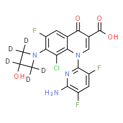 ChemSpider 2D Image | 1-(6-Amino-3,5-difluoro-2-pyridinyl)-8-chloro-6-fluoro-7-[3-hydroxy(~2~H_5_)-1-azetidinyl]-4-oxo-1,4-dihydro-3-quinolinecarboxylic acid | C18H7D5ClF3N4O4