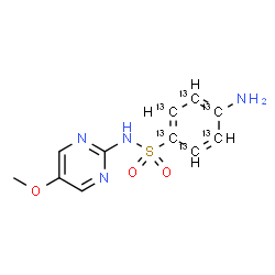 ChemSpider 2D Image | 4-Amino-N-(5-methoxy-2-pyrimidinyl)(~13~C_6_)benzenesulfonamide | C513C6H12N4O3S