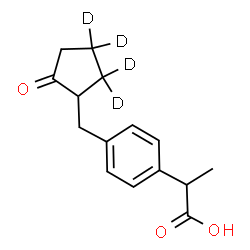 ChemSpider 2D Image | 2-(4-{[2-Oxo(4,4,5,5-~2~H_4_)cyclopentyl]methyl}phenyl)propanoic acid | C15H14D4O3
