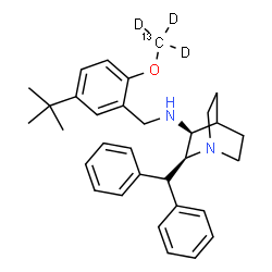 ChemSpider 2D Image | (2S,3S)-2-(Diphenylmethyl)-N-{2-[(~13~C,~2~H_3_)methyloxy]-5-(2-methyl-2-propanyl)benzyl}quinuclidin-3-amine | C3113CH37D3N2O