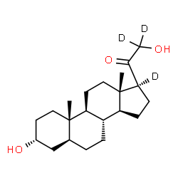 ChemSpider 2D Image | (3alpha,5alpha)-3,21-Dihydroxy(17,21,21-~2~H_3_)pregnan-20-one | C21H31D3O3