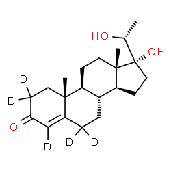 ChemSpider 2D Image | (20R)-17,20-Dihydroxy(2,2,4,6,6-~2~H_5_)pregn-4-en-3-one | C21H27D5O3