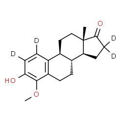 ChemSpider 2D Image | 3-Hydroxy-4-methoxy(1,2,16,16-~2~H_4_)estra-1,3,5(10)-trien-17-one | C19H20D4O3