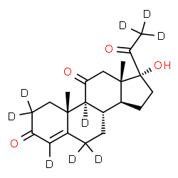 ChemSpider 2D Image | 17-Hydroxy(2,2,4,6,6,9,21,21,21-~2~H_9_)pregn-4-ene-3,11,20-trione | C21H19D9O4