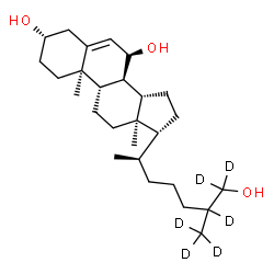 ChemSpider 2D Image | (3beta,7alpha)-(25,26,26,27,27,27-~2~H_6_)Cholest-5-ene-3,7,26-triol | C27H40D6O3