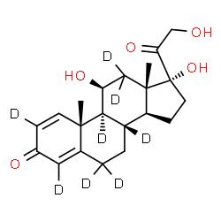 ChemSpider 2D Image | (11beta)-11,17,21-Trihydroxy(2,4,6,6,8,9,12,12-~2~H_8_)pregna-1,4-diene-3,20-dione | C21H20D8O5