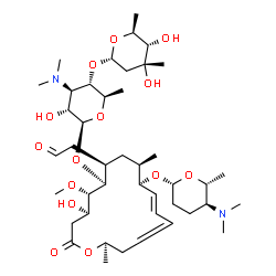 ChemSpider 2D Image | [(4R,5S,6S,7R,9R,10R,11E,16R)-6-{[(2S,3R,4R,5S,6R)-5-{[(2S,4R,5S,6S)-4,5-Dihydroxy-4,6-dimethyltetrahydro-2H-pyran-2-yl]oxy}-4-(dimethylamino)-3-hydroxy-6-methyltetrahydro-2H-pyran-2-yl]oxy}-10-{[(2R,
5S,6R)-5-(dimethylamino)-6-methyltetrahydro-2H-pyran-2-yl]oxy}-4-hydroxy-5-methoxy-9,16-dimethyl-2-oxooxacyclohexadeca-11,13-dien-7-yl]acetaldehyde (non-preferred name) | C43H74N2O14