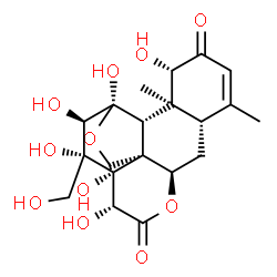 ChemSpider 2D Image | (1beta,11alpha,12alpha,15beta)-1,11,12,13,14,15,21-Heptahydroxy-11,20-epoxypicras-3-ene-2,16-dione | C20H26O11