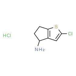 ChemSpider 2D Image | 2-Chloro-5,6-dihydro-4H-cyclopenta[b]thiophen-4-amine hydrochloride (1:1) | C7H9Cl2NS