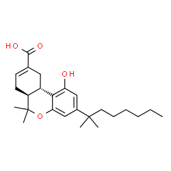 ChemSpider 2D Image | (6aS,10aS)-1-Hydroxy-6,6-dimethyl-3-(2-methyl-2-octanyl)-6a,7,10,10a-tetrahydro-6H-benzo[c]chromene-9-carboxylic acid | C25H36O4