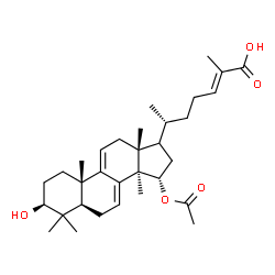 ChemSpider 2D Image | (3beta,15alpha,17xi,24E)-15-Acetoxy-3-hydroxylanosta-7,9(11),24-trien-26-oic acid | C32H48O5