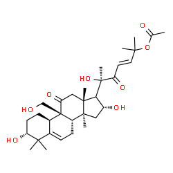 ChemSpider 2D Image | (1R,4R,9beta,16alpha,17xi,23E)-1,16,20-Trihydroxy-9-(hydroxymethyl)-10,14-dimethyl-11,22-dioxo-4,9-cyclo-9,10-secocholesta-5,23-dien-25-yl acetate | C32H48O8