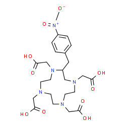 ChemSpider 2D Image | 2,2',2'',2'''-[2-(4-Nitrobenzyl)-1,4,7,10-tetraazacyclododecane-1,4,7,10-tetrayl]tetraacetic acid | C23H33N5O10
