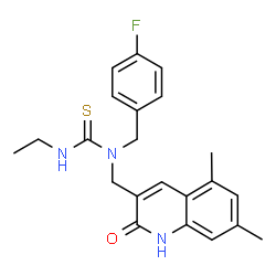 ChemSpider 2D Image | 1-[(5,7-Dimethyl-2-oxo-1,2-dihydro-3-quinolinyl)methyl]-3-ethyl-1-(4-fluorobenzyl)thiourea | C22H24FN3OS