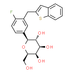 ChemSpider 2D Image | (1S)-1,5-Anhydro-1-[3-(1-benzothiophen-2-ylmethyl)-4-fluorophenyl]-D-galactitol | C21H21FO5S