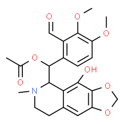 ChemSpider 2D Image | (2-Formyl-3,4-dimethoxyphenyl)(4-hydroxy-6-methyl-5,6,7,8-tetrahydro[1,3]dioxolo[4,5-g]isoquinolin-5-yl)methyl acetate | C23H25NO8