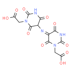 ChemSpider 2D Image | [5-{(E)-[3-(Carboxymethyl)-2,4,6-trioxodihydro-5(2H,4H)-pyrimidinylidene]amino}-2,4,6-trioxotetrahydro-1(2H)-pyrimidinyl]acetic acid | C12H9N5O10